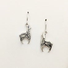 Load image into Gallery viewer,  Hand Engraved Huacaya Alpaca Crescent Earrings -on French wires - Sterling Silver