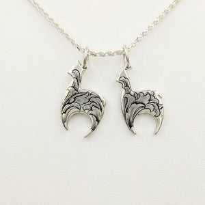  Hand Engraved Huacaya Alpaca Crescent Pendants - Sterling Silver
