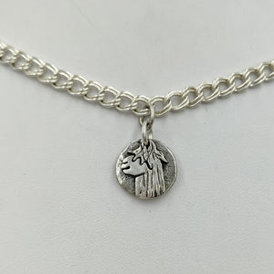 Alpaca Suri Relic Style Coin Charm - Sterling Silver