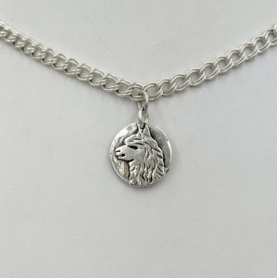Alpaca Huacaya Relic Style Coin Charm - Sterling Silver
