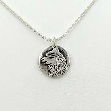 Alpaca Huacaya Relic Style Coin Pendant - Sterling Silver
