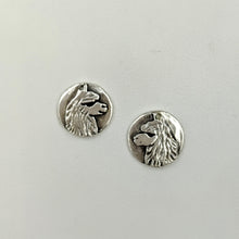 Load image into Gallery viewer, Alpaca Huacaya Relic Coin Earrings - On Posts, Sterling Silver