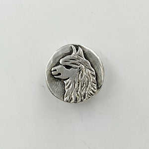 Alpaca Huacaya Relic Style Coin Pin - Sterling Silver