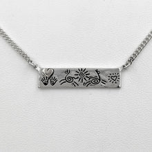 Load image into Gallery viewer, Alpaca or Llama Icon Bar Necklaces with Heart - Sterling Silver
