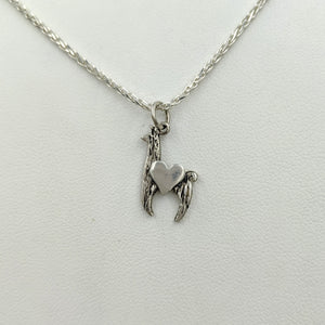Llama Crescent with Heart Pendant - Sterling Silver 