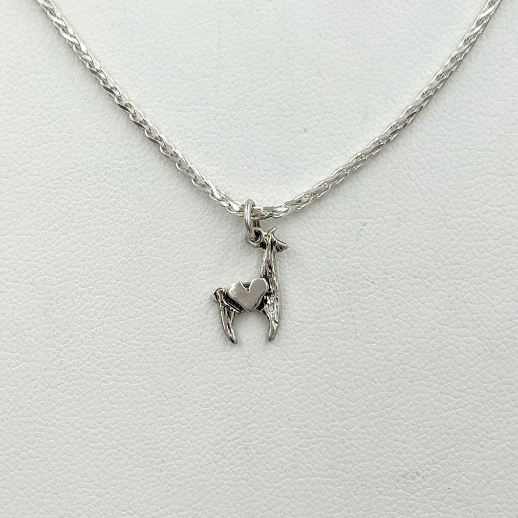 Llama Crescent with Heart Pendant - Sterling Silver 
