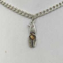 Load image into Gallery viewer, Sterling Silver Swoosh Tush Llama Charms viewed from behind with 14K Yellow Gold  tail