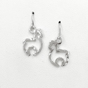 Alpaca Huacaya Open Silhouette Earrings - 14K White Gold on French wires