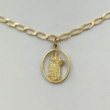 Load image into Gallery viewer, Alpaca Suri Head Open View Charm - 14K Yellow Gold