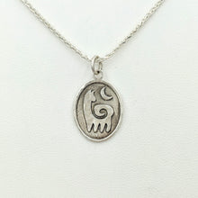 Load image into Gallery viewer, Alpaca or Llama Reflection Petrogylph Pendant with Moon  Hammered rim Sterling Silver