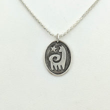 Load image into Gallery viewer, Alpaca or Llama Reflection Petrogylph Pendant with Star  Hammered rim Sterling Silver