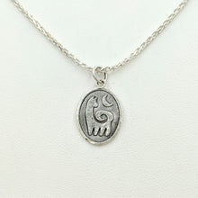 Load image into Gallery viewer, Alpaca or Llama Reflection Petrogylph Pendant with Moon  Hammered rim Sterling Silver