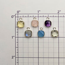 Load image into Gallery viewer, Sterling Silver Checkerboard Gemstones Charms