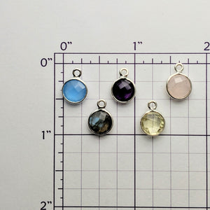 Sterling Silver Checkerboard Gemstones Charms