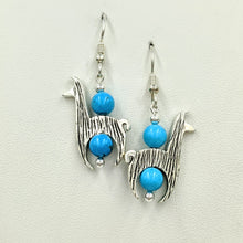 Load image into Gallery viewer, Llama Crescent Earrings With Colored Gemstone Beads
