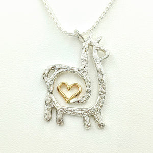 Alpaca or Llama Compact Spiral or Open Heart Pendant