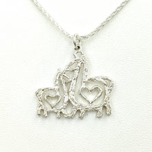 Load image into Gallery viewer, Alpaca or Llama Duo Compact Open Heart Pendant - Sterling Silver with Heart Accents 