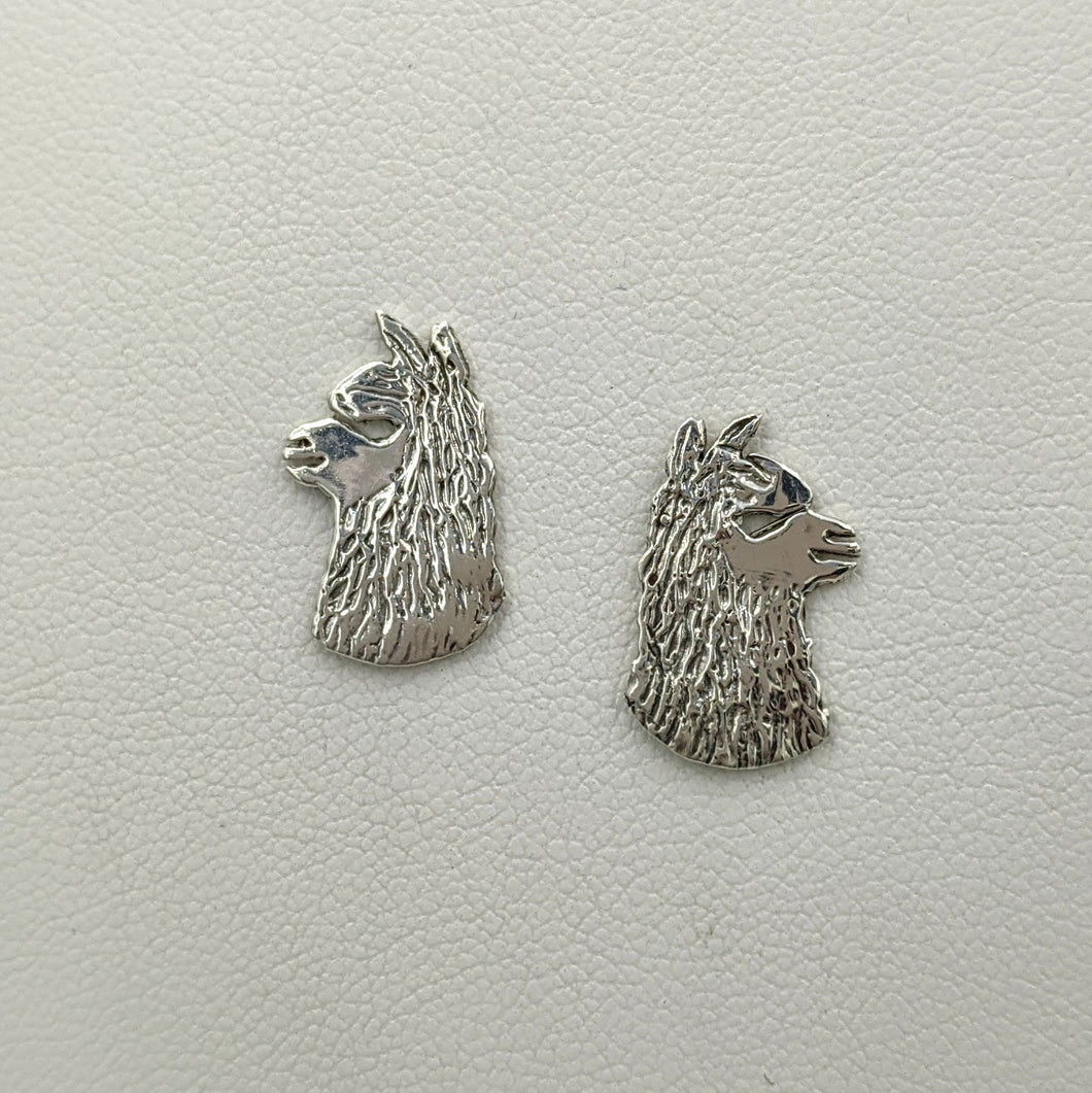 Alpaca Huacaya Head  Silhouette Earrings - Sterling Silver on Posts