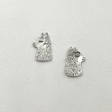 Load image into Gallery viewer, Alpaca Huacaya Head  Silhouette Earrings - Sterling Silver on Posts