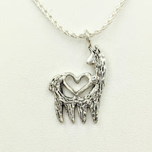 Load image into Gallery viewer, Alpaca or Llama Reflection Open Heart Pendant - Sterling Silver