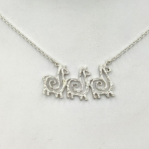 Alpaca or Llama Compact Spiral Bar Necklace - 3 animal Necklace Sterling Silver