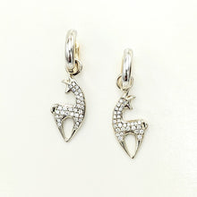 Load image into Gallery viewer, Copy of Alpaca or Llama Spirit Crescent Earrings with Pave Diamonds