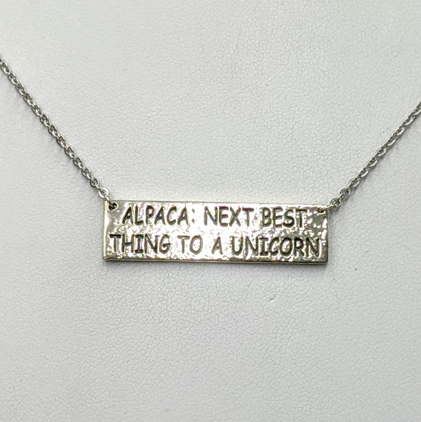 Custom Bar Necklace - Alpacas: The Next Best Thing to a Unicorn