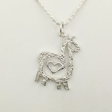 Load image into Gallery viewer, Alpaca or Llama Compact Spiral with Heart Pendant -  Sterling Silver