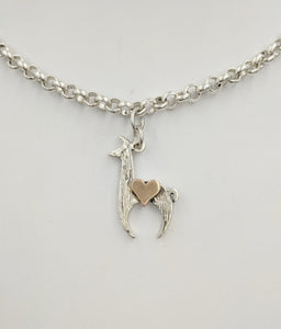 Llama Crescent with Heart Charm - 14K Rose Gold Heart Accent