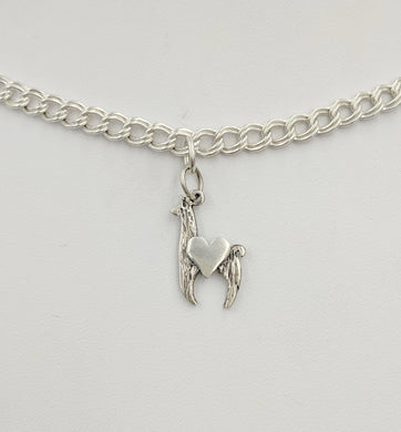 Llama Crescent with Heart Charm - Sterling silver