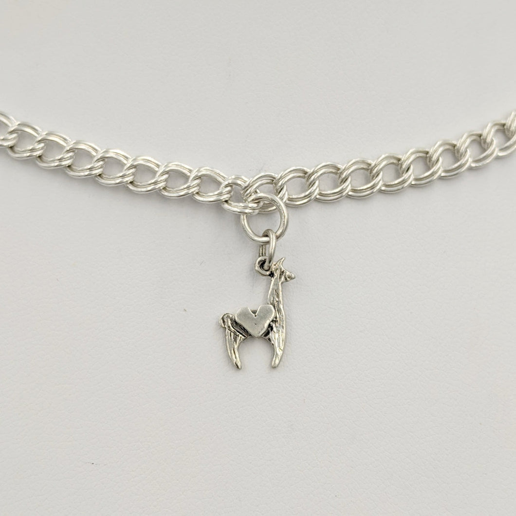 Llama Crescent with Heart Charm - Sterling silver