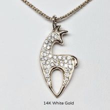 Load image into Gallery viewer, Alpaca or Llama Crescent Pendant with Pave Set Diamonds