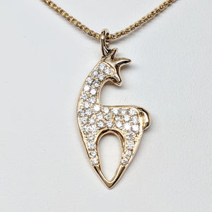 Alpaca or Llama Crescent Pendant with Pave Set Diamonds