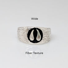 Load image into Gallery viewer, Alpaca or Llama Passion Print Signet Ring in Sterling Silver  10mm wide fiber texture