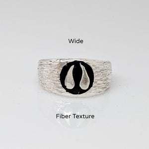 Alpaca or Llama Passion Print Signet Ring in Sterling Silver  10mm wide fiber texture