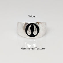 Load image into Gallery viewer, Alpaca or Llama Passion Print Signet Ring in Sterling Silver  10mm wide  hammered finish