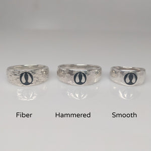 Alpaca or Llama Passion Print Signet Ring 8mm wide  various finishes shown in sterling Silver