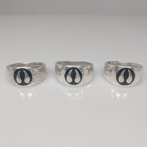 Alpaca or Llama Passion Print Signet Ring 10mm wide  various finishes shown in sterling Silver