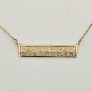 Llama Herd Line Bar Necklace - 14K Yellow Gold