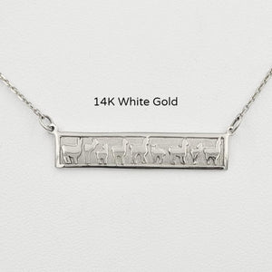 Llama Herd Line Bar Necklace - 14K White Gold