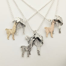 Load image into Gallery viewer, Llama Kiss Pendants - Sterling Silver Mothers with 14K Yellow Gold Baby Cria, Sterling Silver Cria, 14K Rose Gold Baby Cria
