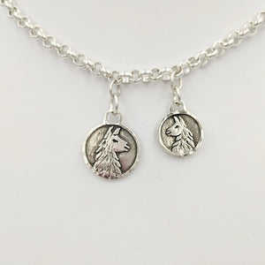 Llama Luck Reversible Charms showing 2 sizes - Sterling Silver