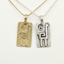 Load image into Gallery viewer, Alpaca or Llama Quechua Petroglyph Pendants - 14K Yellow Gold and Sterling Silver - both smooth and shiny finishes