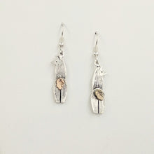 Load image into Gallery viewer, View from behind - Sterling Silver Sterling Silver Swoosh Tush Llama Earrings with 14K Rose Gold Tails on French wires