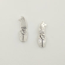 Load image into Gallery viewer, View from behind - Sterling Silver Sterling Silver Swoosh Tush Llama Earrings with Sterling Silver Tails on posts
