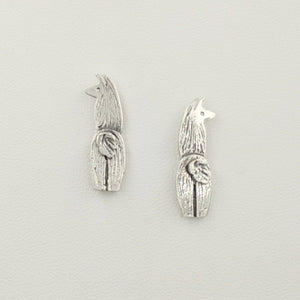 View from behind - Sterling Silver Sterling Silver Swoosh Tush Llama Earrings with Sterling Silver Tails on posts