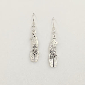 View from behind - Sterling Silver Sterling Silver Swoosh Tush Llama Earrings with Sterling Silver Tails on French wires