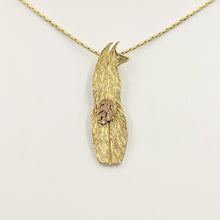 Load image into Gallery viewer, Llama Swoosh Tush Pendant - View from behind 14K Yellow Gold Llama with  14K Rose Gold tail that actually moves 