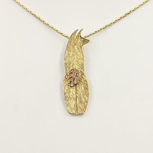 Llama Swoosh Tush Pendant - View from behind 14K Yellow Gold Llama with  14K Rose Gold tail that actually moves 