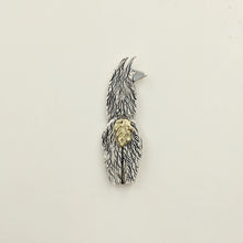 Load image into Gallery viewer, View from behind Sterling Silver Llama Pin or Tie Tac with 14K Yellow Gold Tail